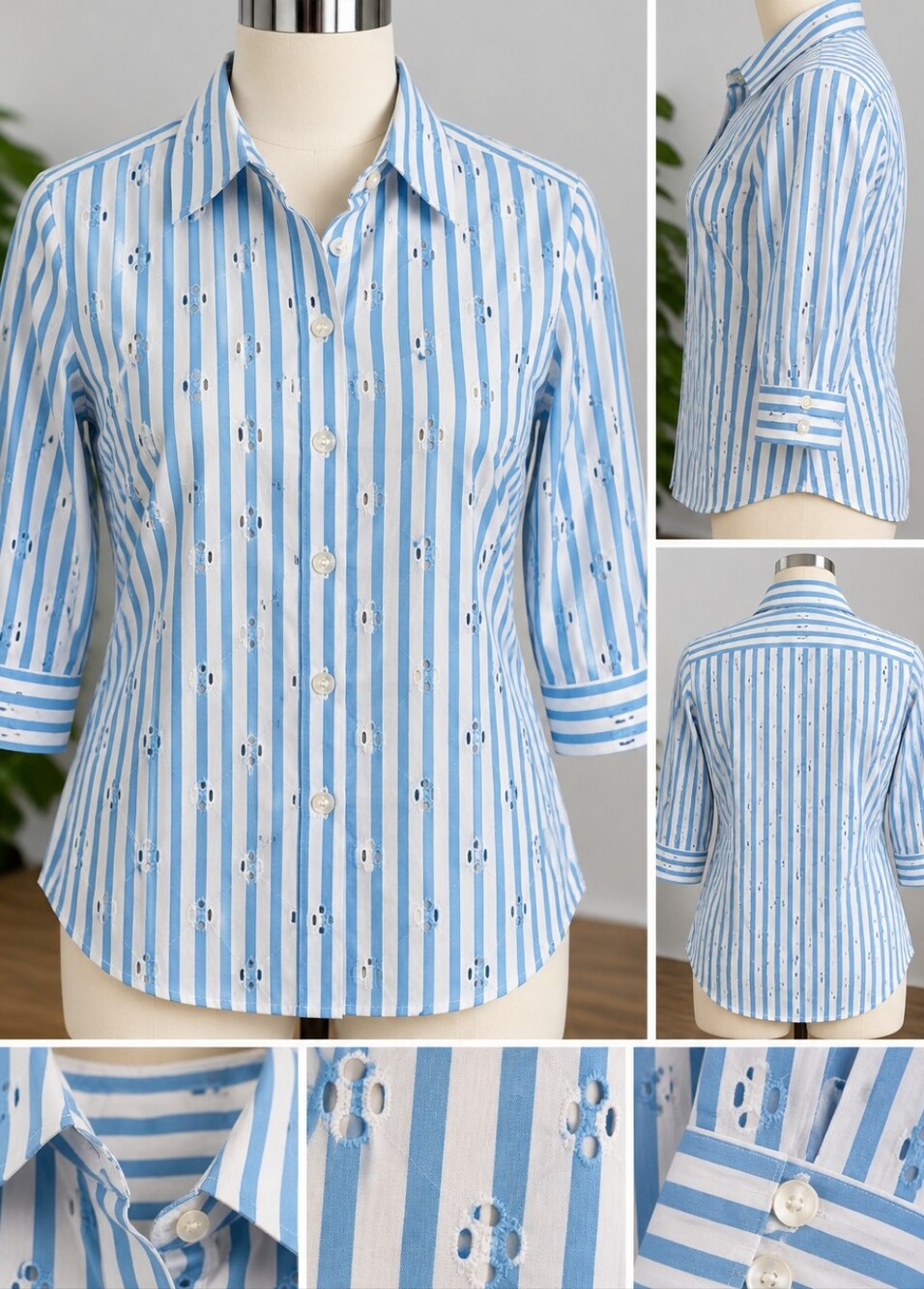 Allison Daley Light Blue & White Striped Button-Up Shirt